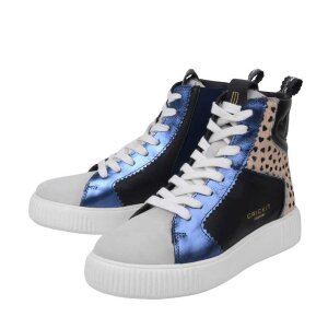 Sneaker Nima Metallic Blau mit Fell