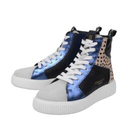 Sneaker Nima Metallic Blau mit Fell