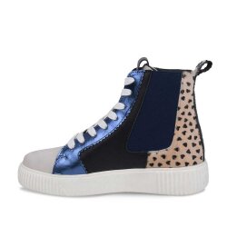 Sneaker Nima Metallic Blau mit Fell