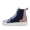 Sneaker Nima Metallic Blau mit Fell