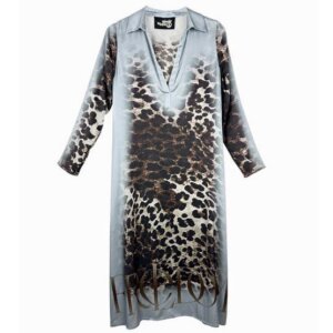 YIPPIE-HIPPIE Kleid Grau mit Leoprint